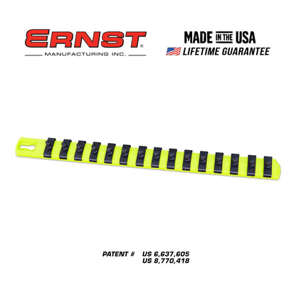 ERNST 13-Inch Socket Rail Organizer with 15 1/4-Inch Twist Lock Clips, High Visibility (8437HV)