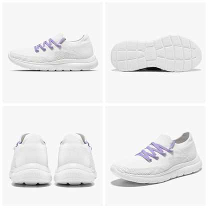 STQ Slip on Tennis Shoes Women Walking Gym Fitness Workout Shoes for Women White Purple Size 8.5