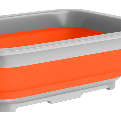 Set of 2 Multipurpose Wash Bins – 10-Liter Basins for Travel or Cleaning – Collapsible Bucket Camping Accessories by Wakeman (Orange)