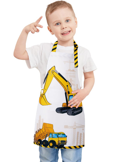 WERNNSAI Kids Art Apron for Boys - Truck Toddler Artist Aprons for Kids, Painting Art Smock Kitchen Chef Aprons for Children Cooking Baking Gardening Party Birthday Gifts Age 2-5 Years