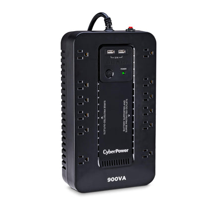 CyberPower ST900U Standby UPS System, 900VA/500W, 12 Outlets, 2 USB Charging Ports, Compact, Black