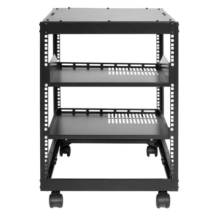 VEVOR 12U Open Frame Server Rack, 23''-40'' Adjustable Depth, Free Standing or Wall Mount Network Server Rack, 4 Post AV Rack with Casters, Holds All Your Networking IT Equipment AV Gear Router Modem
