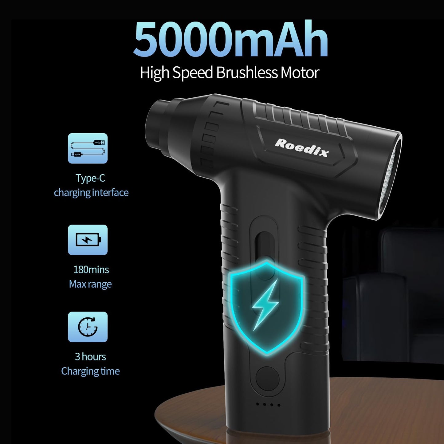 Compressed Air Duster, New Upgrade 300000RPM Electric Air Duster, Powerful Replace Compressed Air Can - No Canned Air, Jet Dry Blower Portable Air Blower for Computer Clean, Keyboard, Car Dry, Home.