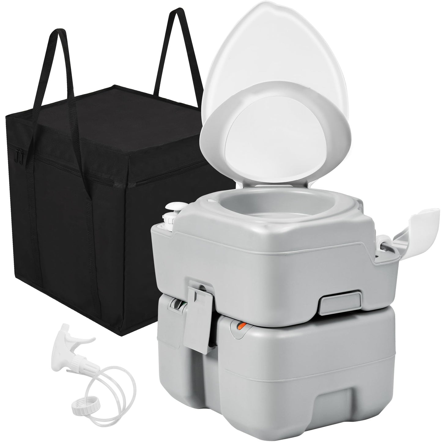 YITAHOME Portable Toilet Camping Porta Potty with Diagonal Enlargerd Bowl, Hand Sprayer, 5.28 Gal Leak-Proof Outdoor Toilet with Level Indicator, Carry Bag for Adults, RV Travel, Boat and Trips
