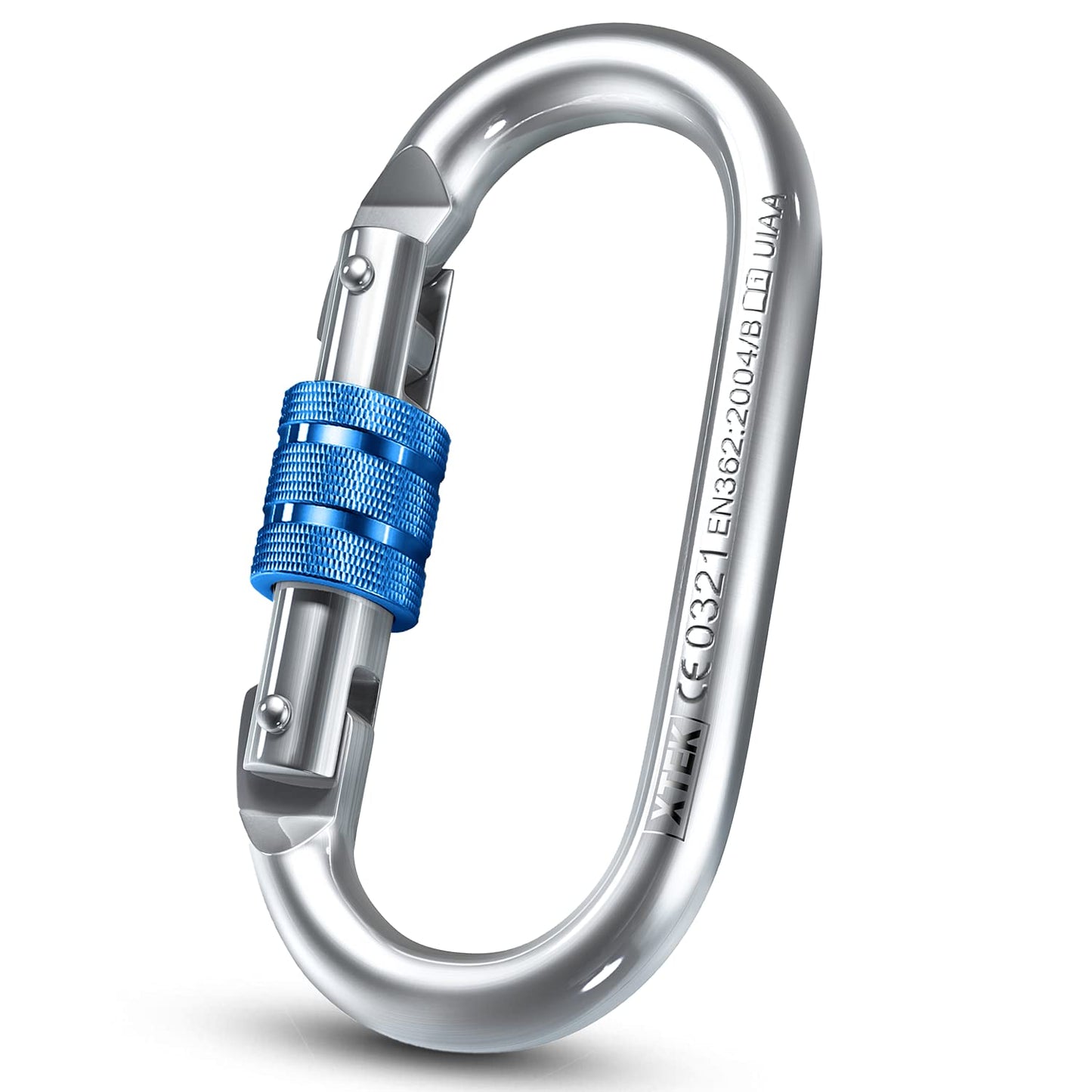XTEK Climbing Carabiner 25kN – Heavy Duty Steel Locking Carabiner Clip – Large O-Shape Oval Caribeaner for Rock Climbing, Mountaineering, Rappelling – CE/UIAA Certified Climbing Gear