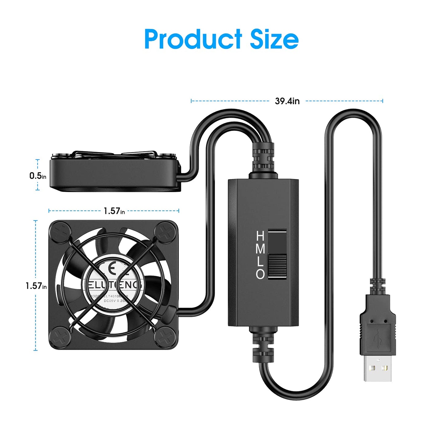 ELUTENG Dual 40mm USB Fan with 3 Speeds Adjustable 5V PC Fan Max 5500RPM 40mm * 40mm * 25mm Mini Case Fan Quiet Computer Fan Compatible for PC, TV Box, Router, Xbox, PlayStation