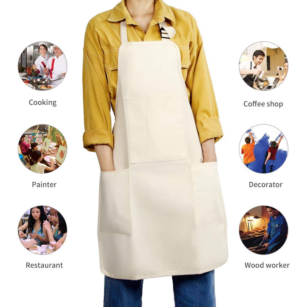 FreeNFond Kids Apron Adjustable Child Apron with 4 Pockets for Baking Painting