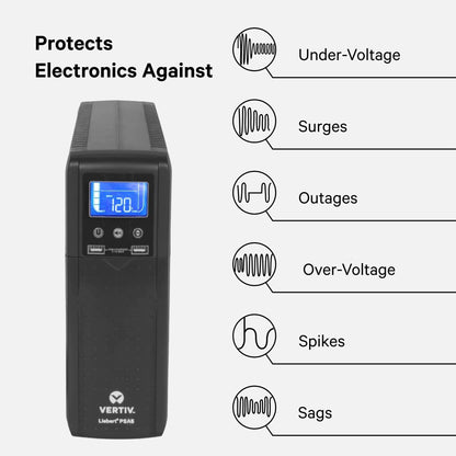 Vertiv Liebert PSA5 UPS - 1000VA/600W 120V Line Interactive AVR Tower UPS, 10 outlets, 2 USB Charging Ports, Battery Backup w/ Surge Protection, 3 year warranty, Energy Star Certified (PSA5-1000MT120)