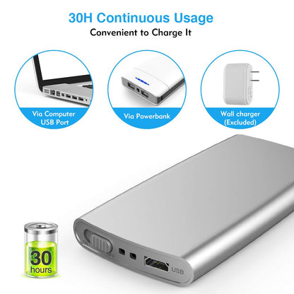 TEC.BEAN 24 Modes Tens Unit Muscle Stimulator, Rechargeable Tens Machine with 8 Electrode Pads (American Gel), Electric Pulse Massager for Pain Relief Therapy(Silver)