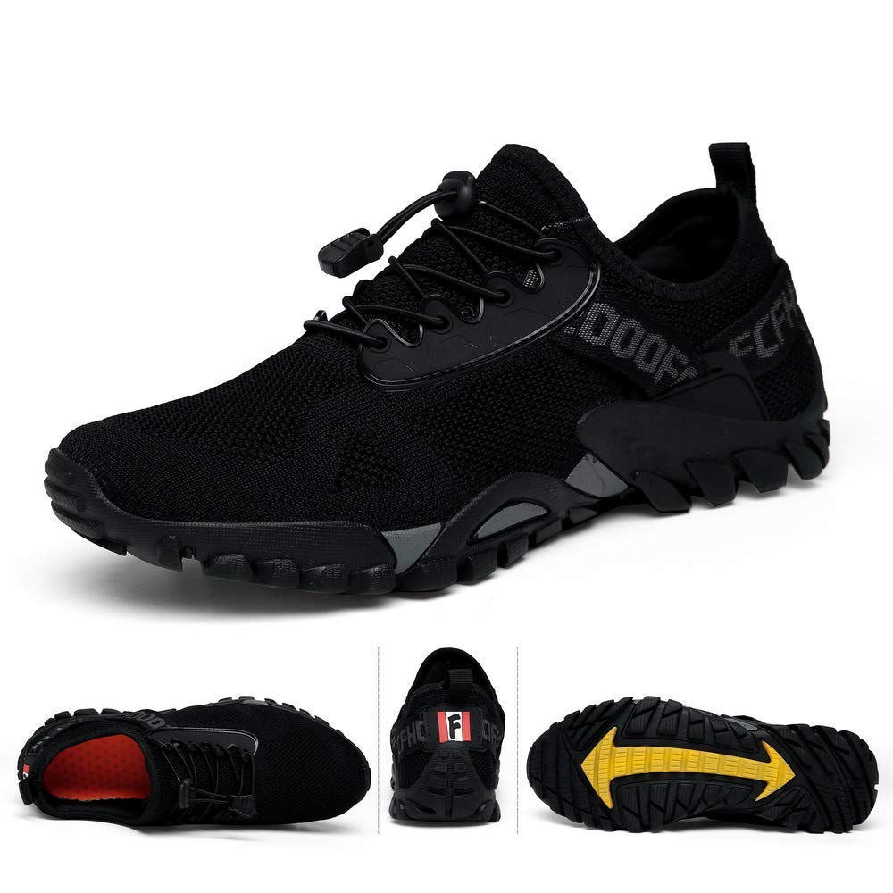ABAO Hiking Shoes Men Women Outdoor Sports Shoes Non-Slip Breathable Sneakers Low Top Walking Shoes for Outdoor Trailing Trekking Walking Climbing Travel Lightweight Black 7 Women/6 Men