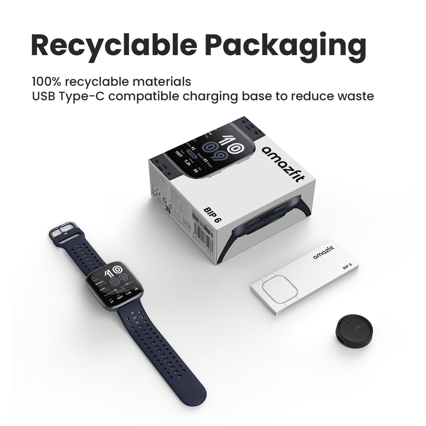 Amazfit Bip 6 Smart Watch 46mm, 14 Day Battery, 1.97" AMOLED Display, GPS & Free Maps, AI, Bluetooth Call & Text, Health, Fitness & Sleep Tracker, 140+ Workout Modes, 5 ATM Water-Resistance, Black