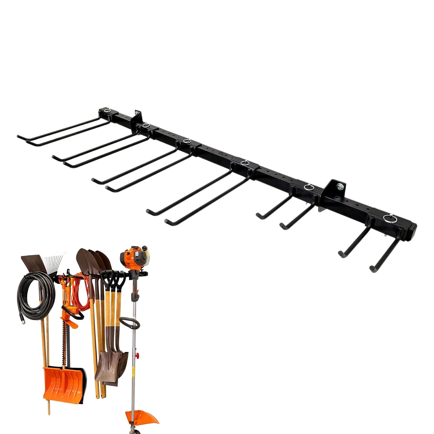 StoreYourBoard Tool Storage Rack – Heavy Duty Garage Tool Organizer Wall Mount for Garden Tools, Rakes, Shovels, Garage Hooks, Steel Gear Hanger Holds 300 lbs