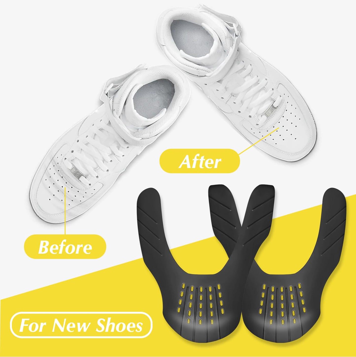 GORYGOLD 6 Pairs Crease Protector Shoe Guard for Sneakers: AJs, AF1, Dunks & More, Anti Crease Shoe Protector for Men Women Youth Kids, Size 9-15