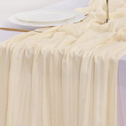 Socomi Beige Fall Thanksgiving Cheesecloth Table Runner Boho Rustic Gauze 120 inch 10FT Cheese Cloth Runner for Wedding Party Baby Shower Birthday Home Decor Holiday Decorations