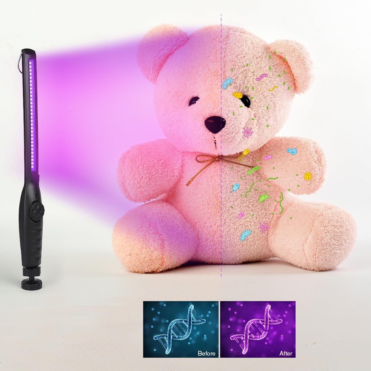 UV Light Sanitizer, Portable UV Light Disinfection Lamp USB Rechargeable Ultraviolet Light Sanitizer for Home Hotel Travel Car Kills 99% of Germs Viruses & Bacteria UV light Sanitizer Wand 1 Pack