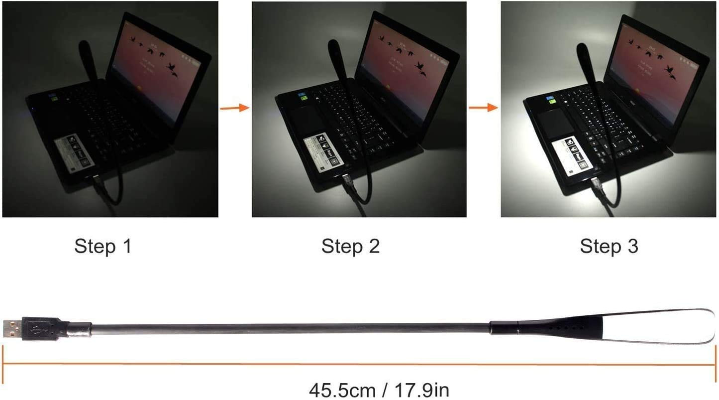 EBYPHAN Dimmable USB Lamp, Flexible Keyboard Light, Mini USB Light for Laptop (14-LED-Bead, 3-Level Adjustable Brightness, On/Off Touch Switch, Black)
