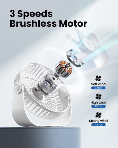 Gaiatop USB Desk Fan, 3 Speeds Strong Airflow, 5.5 Inch Portable 90° Rotate Quiet Cooling, Small Personal Table Fans for Bedroom Home Office Travel White