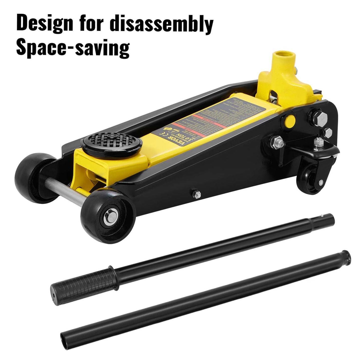 VEVOR 3 Ton Low Profile Floor Jack for All Terrain Vehicles, Heavy-Duty Steel Racing Jack with Quick Lift Pump, 5.12"-20" Lifting Range, 3.0 tons