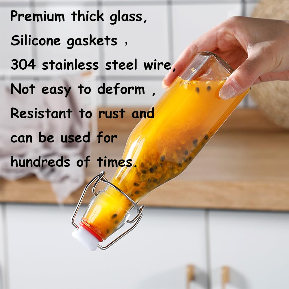 ZEBEIYU Swing Top Glass Bottles 8 oz with Airtight Lids for Home Brewing, Kombucha, Kefir, Vanilla Extract, Beer, Oil, Vinegar, Homemade Juices, Water,Soda Set of 9
