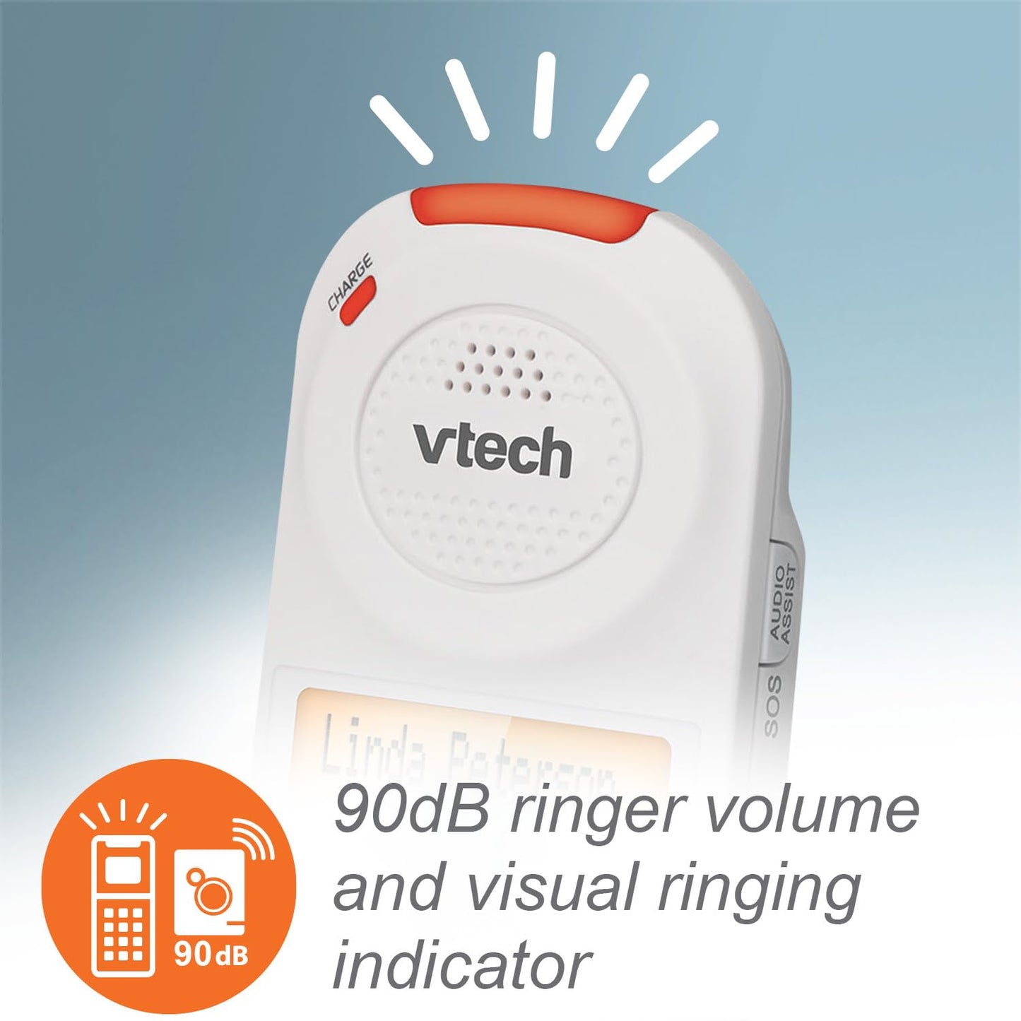 VTech SN5147 Amplified Corded/Cordless Senior Phone with Answering Machine, Call Blocking, 90dB Extra-Loud Visual Ringer, One-Touch Audio Assist on Handset up to 50dB, White