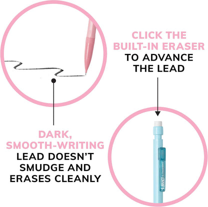 BIC Xtra Smooth Mechanical Pencil with Erasers, 0.7 mm Point, Refillable, 40-Count Pack