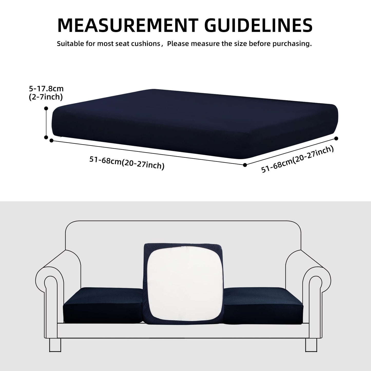 SUKAIKEQA 14Pcs Patio Cushion Covers Waterproof, Cushion Covers, Stretch Couch Covers, Patio Couch Slipcovers, Patio Cushion Covers Replacement, Outdoor Chair Cushion Covers (Navy Blue)