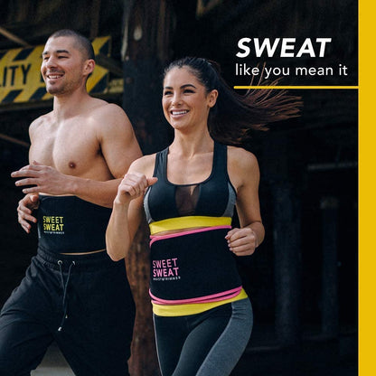 Sweet Sweat Waist Trimmer, by Sports Research - Get More From Your Workout - Sweat Band Increases Stomach Temp to Cut Water Weight - Gym Waist Trainer Belt for Women & Men - Faja para Hacer Ejercicios