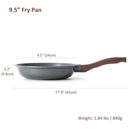 SENSARTE Nonstick Frying Pan Skillet, Swiss Granite Coating Omelette Pan, Healthy Stone Cookware Chef's Pan, PFOA Free (8/9.5/10/11/12.5 Inch) (9.5 Inch)