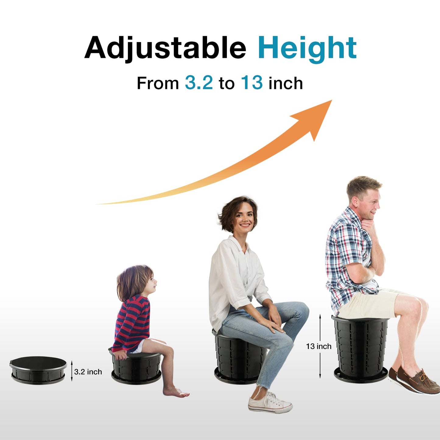 TRIPTIPS Upgrade Retractable Portable Toilet Travel Toilet Adjustable Height Camping Toilet Portable Potty for Adults Kids, Foldable Portable Toilet for Camping/Car