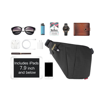 Asgens Multi-Purpose Anti-Thief Hidden Security Underarm Shoulder Armpit Messenger Chest Portable Backpack for Phone Money Passport Tactical Bag (Black/Right Hand)