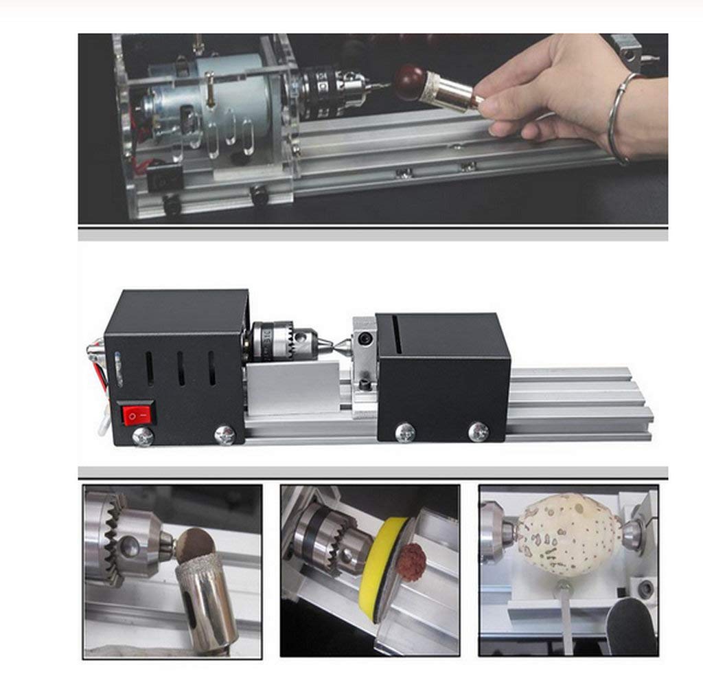 YWY Mini Lathe Machine Tool DIY Woodworking Wood lathe Milling machine Grinding Polishing Beads Drill Rotary Tool Set