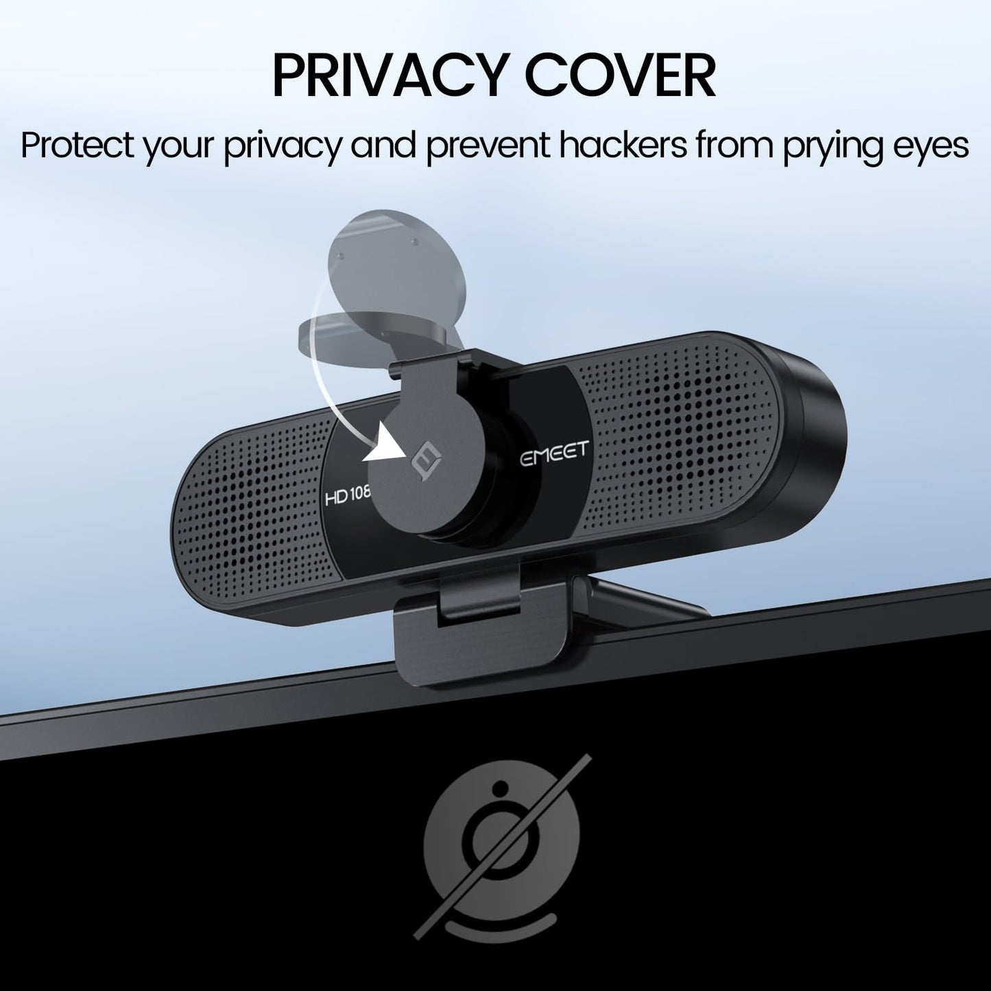 EMEET 1080P Webcam with Microphone, C960 Web Cam, 2 Mics, 90° FOV, USB Type-A & A-to-C Adapter, Plug&Play Computer Camera for Online Calling, Zoom/Teams/Facetime, Switch 2 Camera Support, 2025 Version