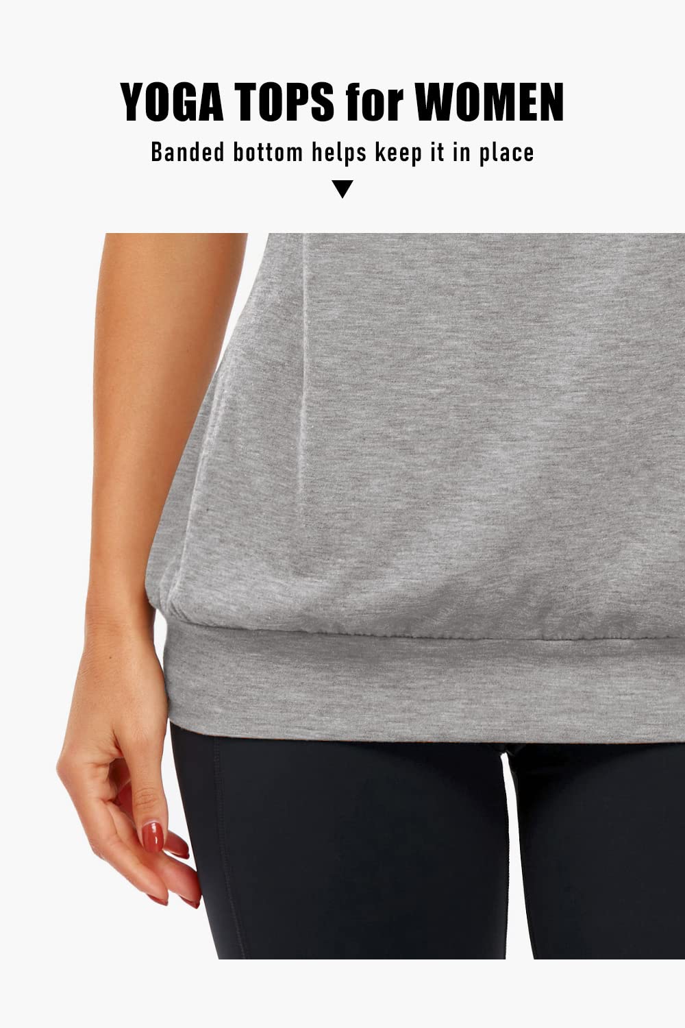 Yoga Workout Casual Relaxed fit Loose Tank top Sports Shirts Gym Fitness Athletic Exercise Tops Summer 2025 Grey