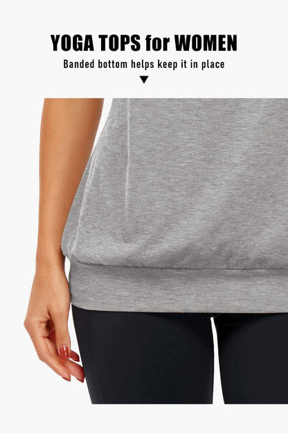 Yoga Workout Casual Relaxed fit Loose Tank top Sports Shirts Gym Fitness Athletic Exercise Tops Summer 2025 Grey