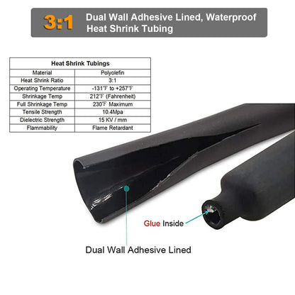 TKDMR 10pcs 1/0 AWG-3/8 Battery Lugs,Heavy Duty Wire Lugs,Ring Terminals,Battery Cable Ends,0 Guage terminals,Battery Terminal Connectors with 10pcs 3:1 Heat Shrink Tubing