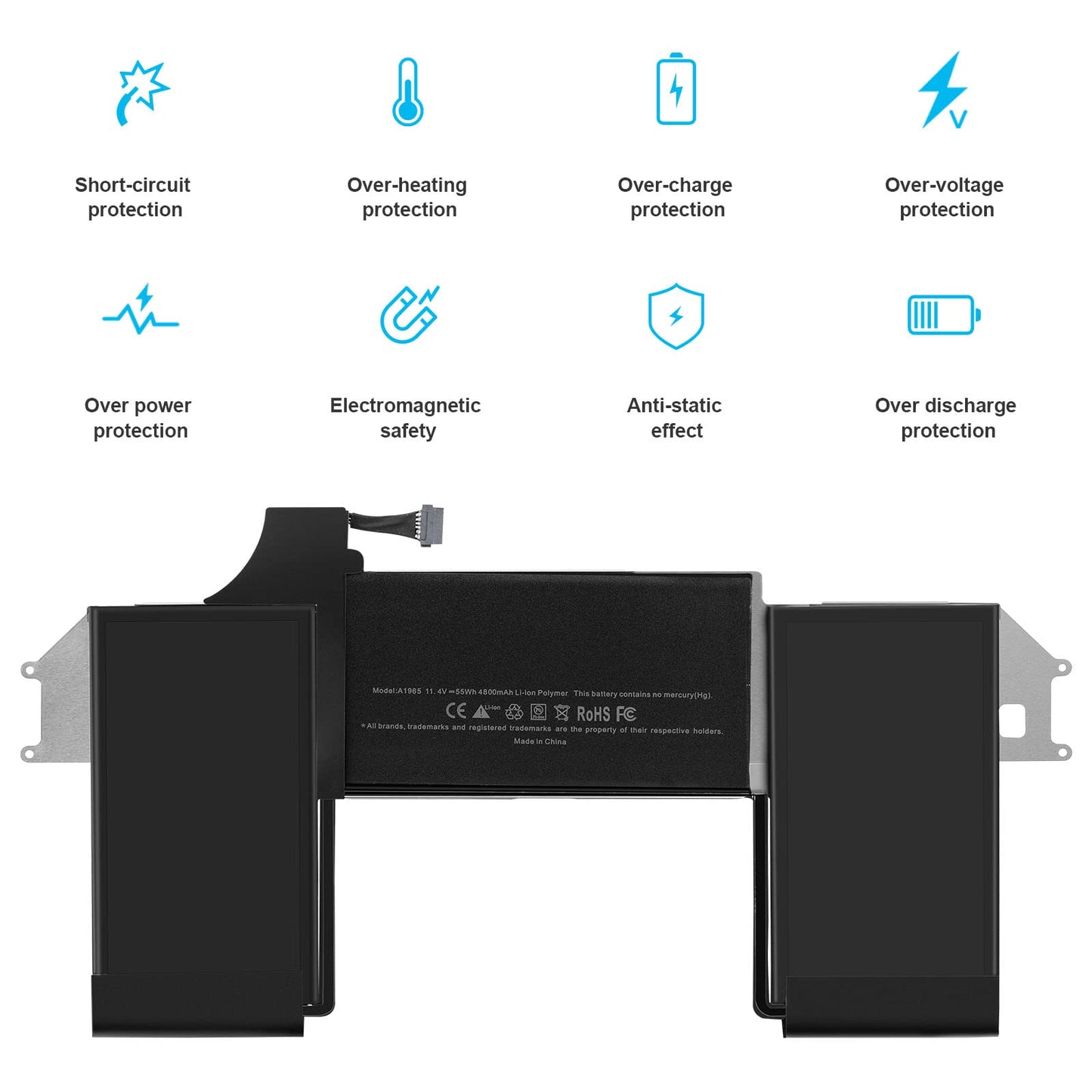 A1965 Laptop Battery for MacBook Air 13" Retina A1932 (2018 2019, Early 2020) A2179 EMC 3184 3302 MacBook Air8,1 8,2 9,1 MRE82 MRE92 MVFH2 MWTJ2 MVH22 MVFM2 MVFK2 MREE2 MREC2 MREA2 MREF2 MUQT2 MUQU2