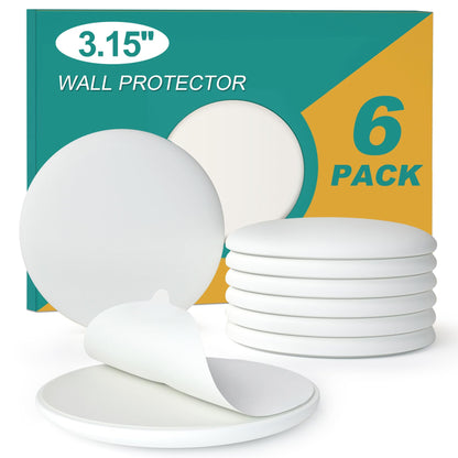 [3.15"] Door Stoppers Wall Protector, 6 Pcs Large White Silicone Door Bumpers with Strong Thickened Adhesive,Shock Absorbent Door Knobs Wall Protectors to Cover up Damage and Protect Wall Surfaces