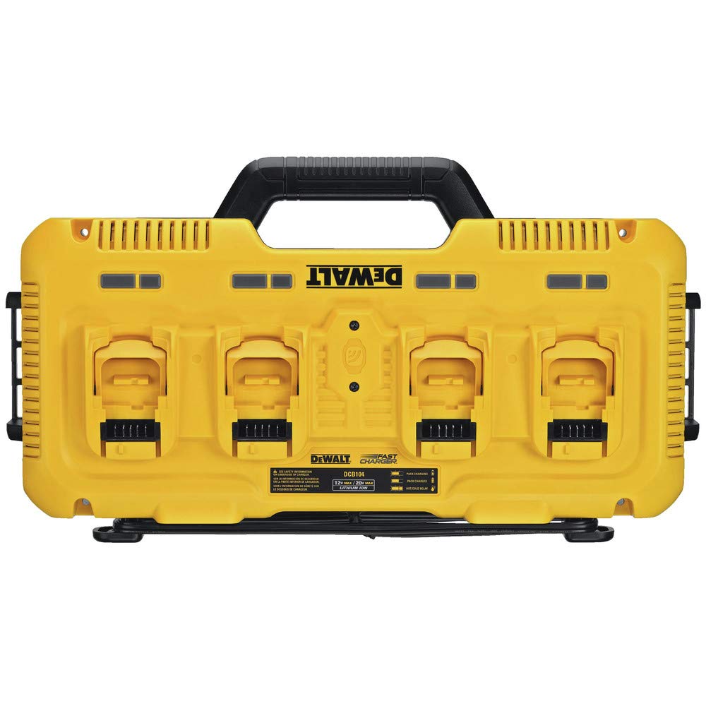 DEWALT 20V MAX* Charger, 4-Port, Rapid Charge (DCB104) , Black/Yellow