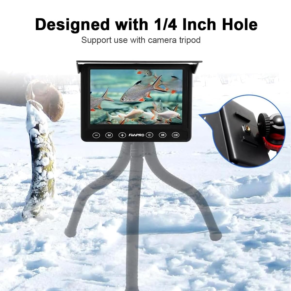 [FishPRO® 2026 Upgrade] Underwater Fishing Camera 4.3'' HD 1000 TVL, Pocket Ice Fishing Camera Underwater for Fish, Portable Fish Finder w/LCD Monitor, IR+LED for Ice Lake Sea Boat Kayak Fishing