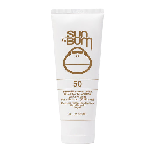 Sun Bum Mineral SPF 50 Sunscreen Body Lotion - Broad Spectrum Moisturizing Sunscreen with Vitamin E - Vegan and Hawaii 104 Act Compliant (Made without Octinoxate & Oxybenzone) - Travel Friendly 3 oz