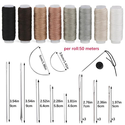 BAGERLA Upholstery Repair Sewing Kit Heavy Duty Sewing Kit with Awl Tools, Seam Ripper, Hand Stitching Needles, Upholstery Thread, Leather Craft Tool Kit for Shoes Sofa Tent Carpet Leather Craft DIY