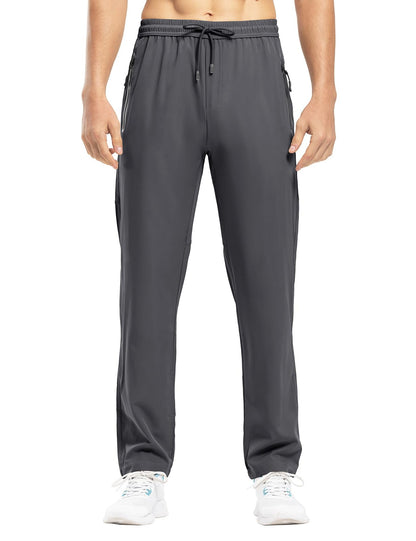 Rdruko Men's Sweat Pants Lightweight Casual Workout Gym Jogger Hiking Track Sports Athletic with Zipper Pockets(Dark Grey, US L)