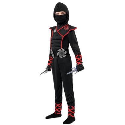 Spooktacular Creations Halloween Ninja Costume, Black Ninja Outfit Set for Kids, Halloween Costumes with Accessories for Boys Dress Up and Role Play Party (Small, 5-7 yrs)