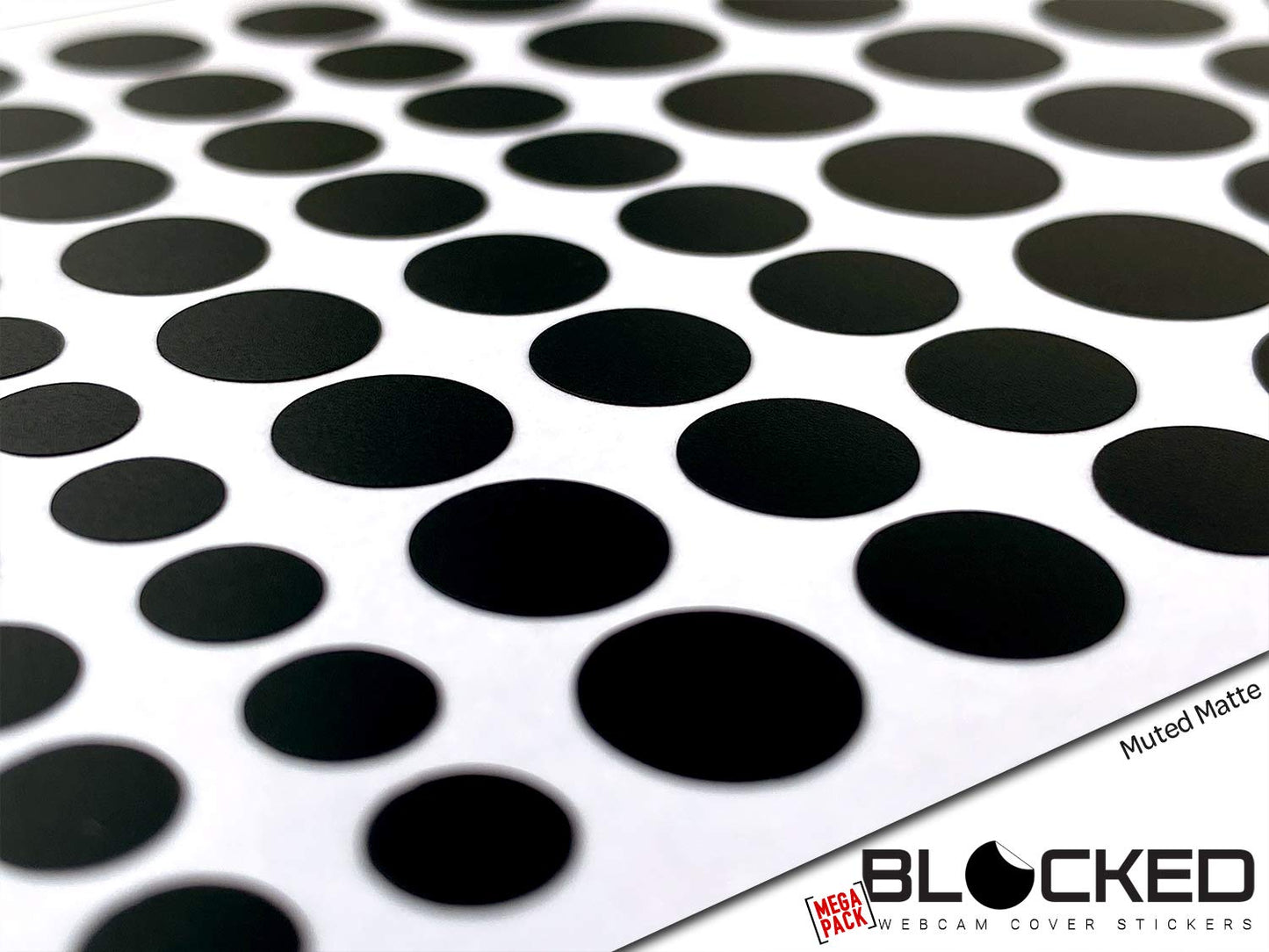Stackable Webcam/Camera Vinyl Covers | 95 Low-Tack Restickable Webcam Sticker | 5-Sizes | Black 95-Pack (Muted Matte)