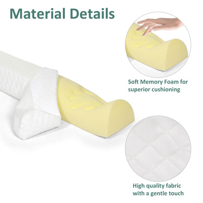 Shinnwa Bed Bumpers for Toddlers (2-Pack) Memory Foam Rail & Adults, Safety Guard Queen, King, Full Bed, Sleep Long Pillow Pads with Non-Slip Bottom Machine Washable Cover