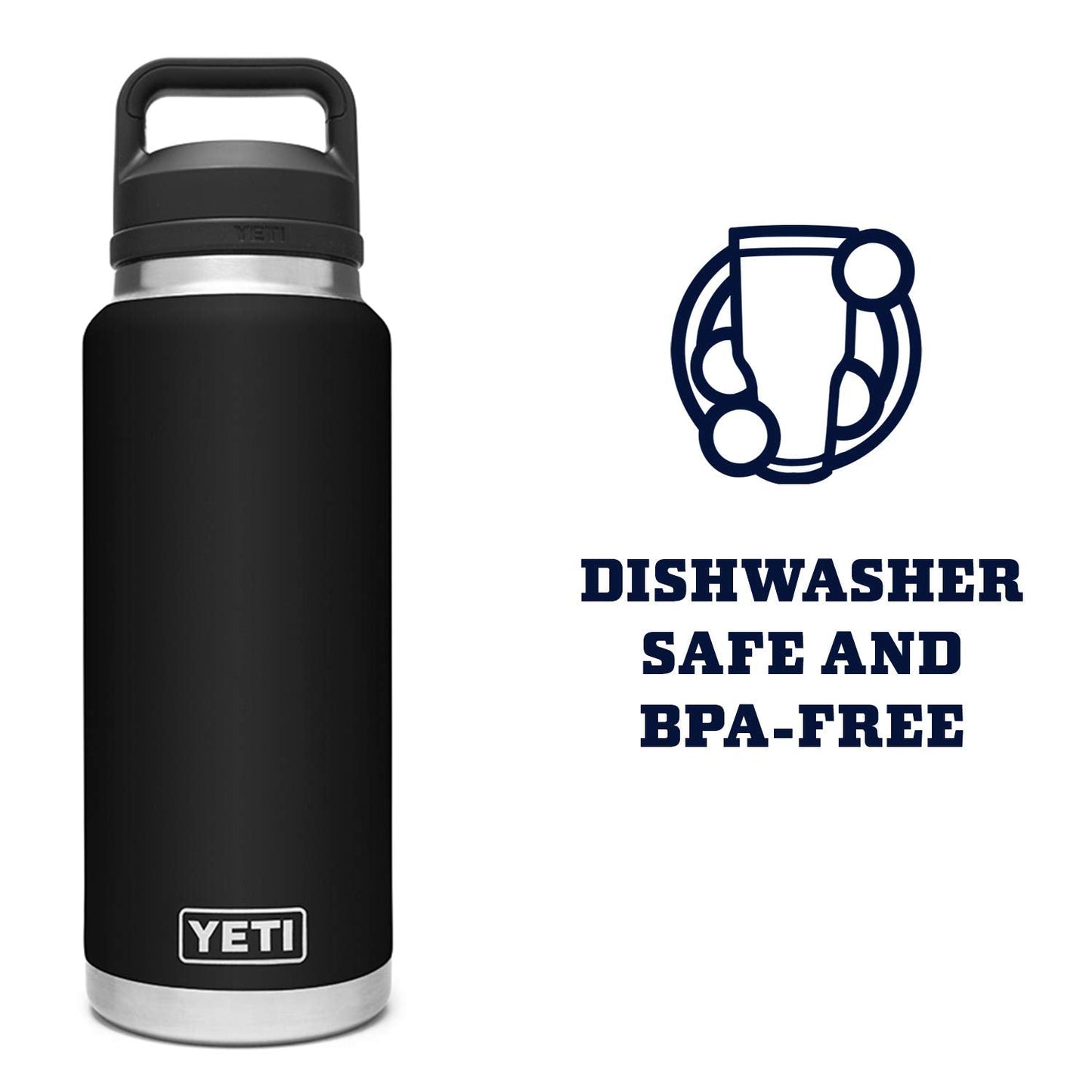 YETI Rambler 36 oz Bottle, Vacuum Insulated, Stainless Steel with Chug Cap, Black