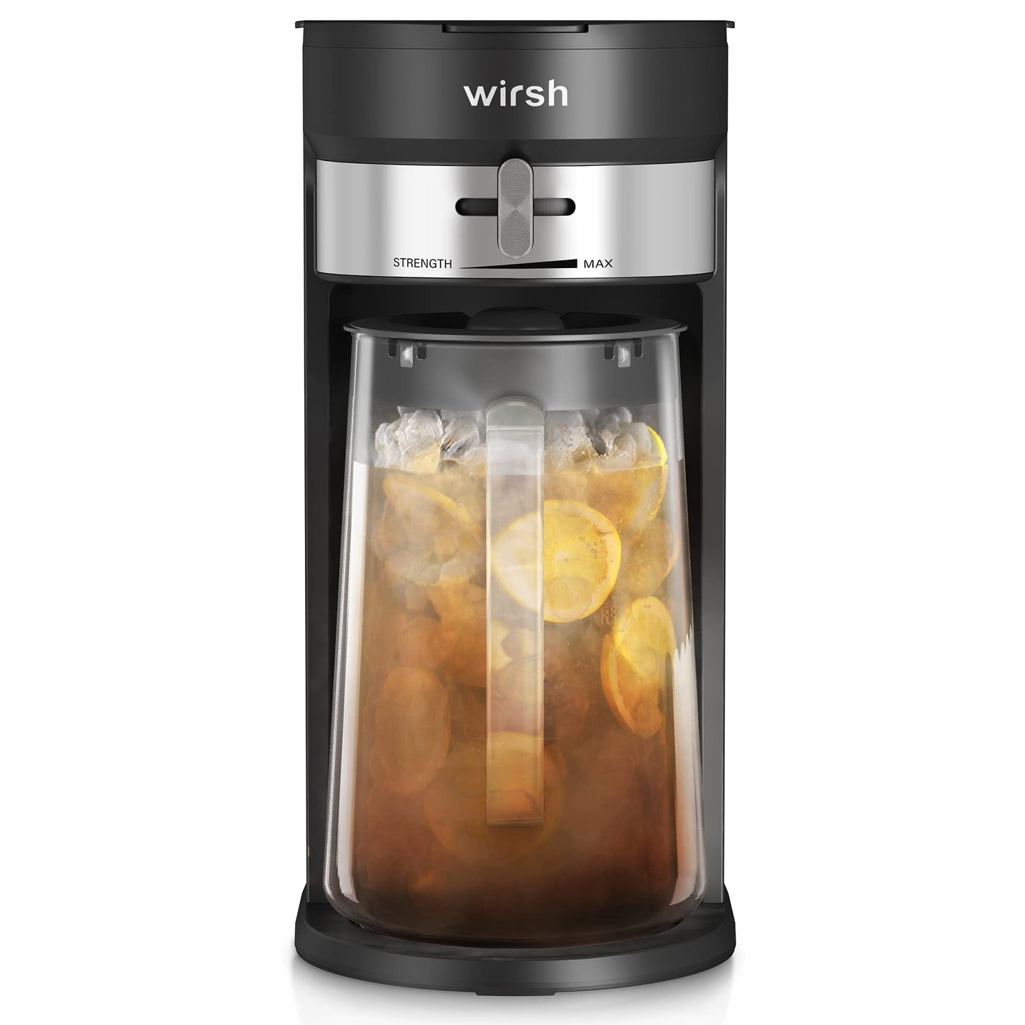 wirsh Iced Tea Maker with 3QT Pitcher, Iced Coffee Maker with Strength Control and Reusable Filter, Perfect For Iced Coffee, Latte, Tea, Lemonade, Flavored Water, Black