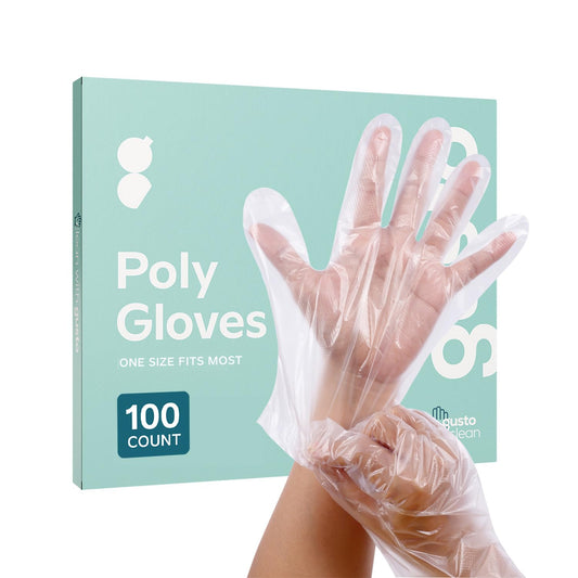 Comfy Package [100 Count Disposable Poly Plastic Gloves for Cooking, Food Prep and Food Service | Latex & Powder Free - One Size Fits Most
