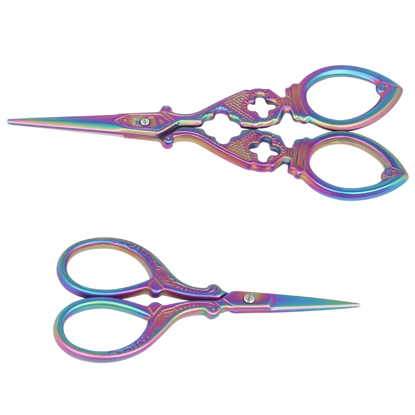 Asdirne Embroidery Scissors, Stainless Steel Sharp Tip Scissors, DIY Tools for Embroidery, Craft, Needle Work, Art Work & Everyday Use, 2 Pcs, 4.7"/5.3", Colourful