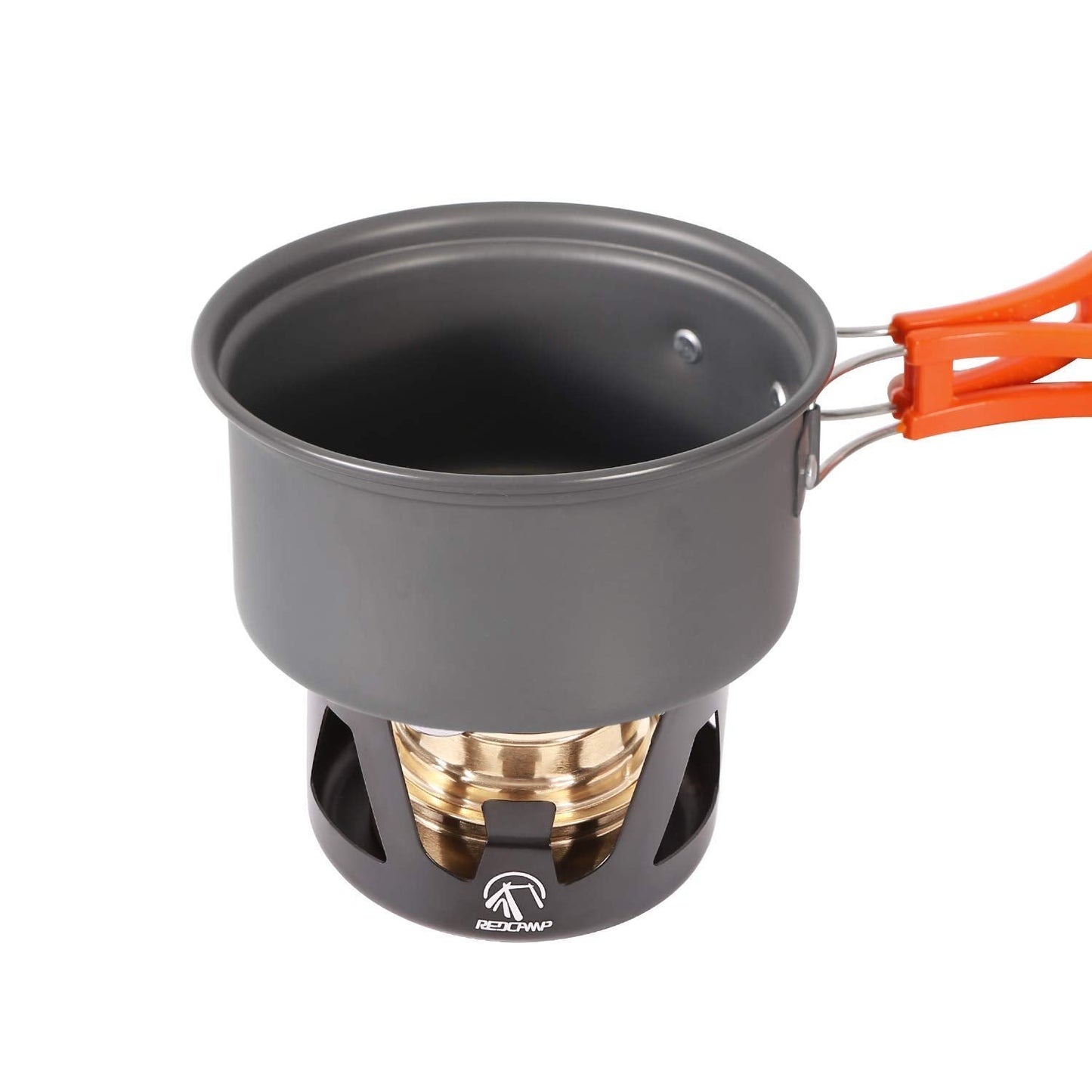 REDCAMP Mini Alcohol Stove for Backpacking, Lightweight Brass Spirit Burner with Aluminium Stand for Camping Hiking, Black